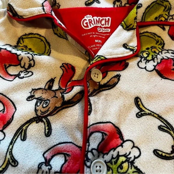 Dr. Seuss Grinch Kids Pajama Set - Red, Green, White - Picture 7 of 8